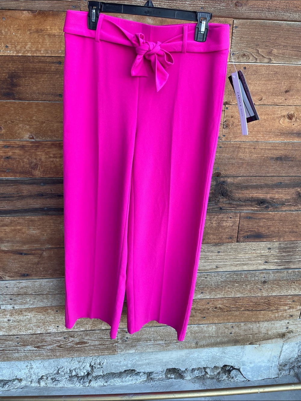 NWT Carole Wren Wide Leg Pants Size 8 Pink High Rise Tie Waist Dress Career